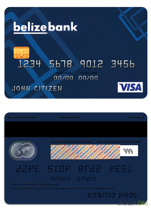 Belize Carte classique visa bancaire Belize